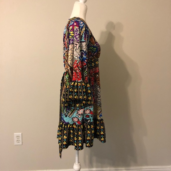 Betsey Johnson Mosaic Deer Flutter Sleeve Dress - Picture 4 of 7